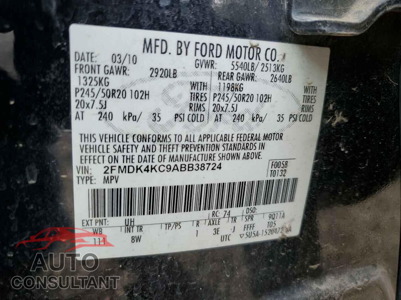 FORD EDGE 2010 - 2FMDK4KC9ABB38724