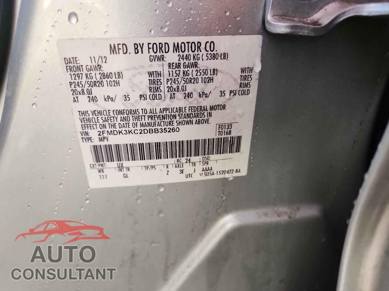 FORD EDGE 2013 - 2FMDK3KC2DBB35260