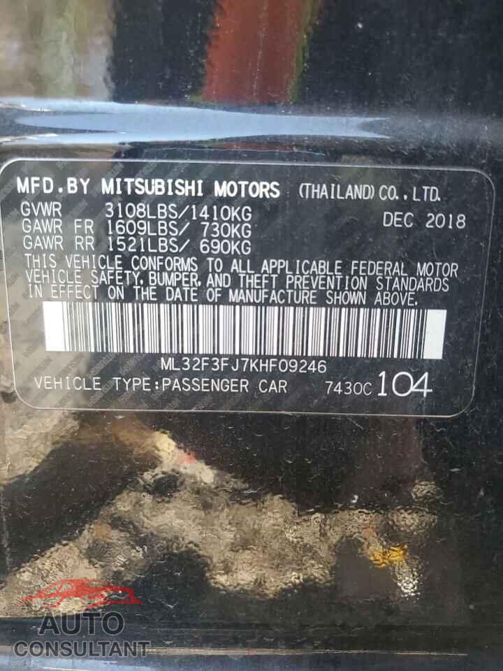 MITSUBISHI MIRAGE 2019 - ML32F3FJ7KHF09246