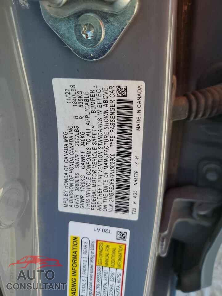 HONDA CIVIC 2023 - 2HGFE2F57PH502960