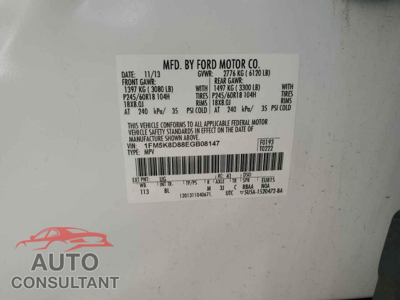 FORD EXPLORER 2014 - 1FM5K8D88EGB08147