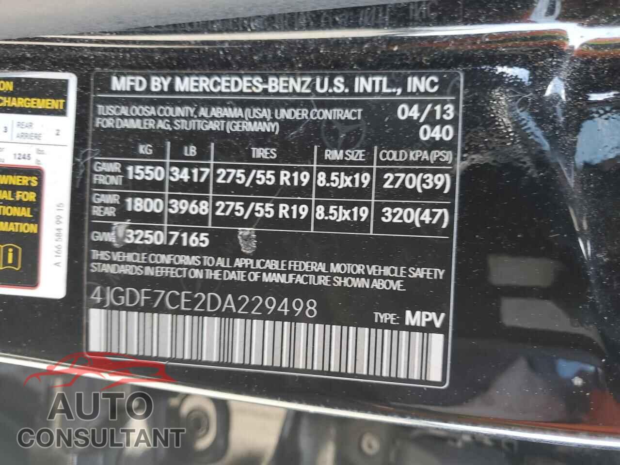 MERCEDES-BENZ GL-CLASS 2013 - 4JGDF7CE2DA229498