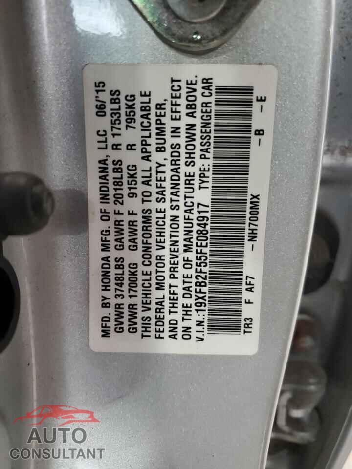 HONDA CIVIC 2015 - 19XFB2F55FE084917