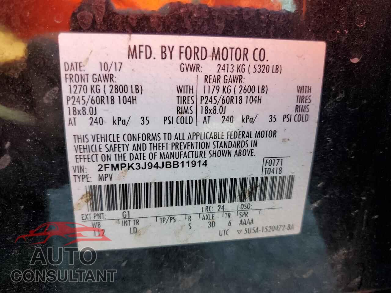 FORD EDGE 2018 - 2FMPK3J94JBB11914
