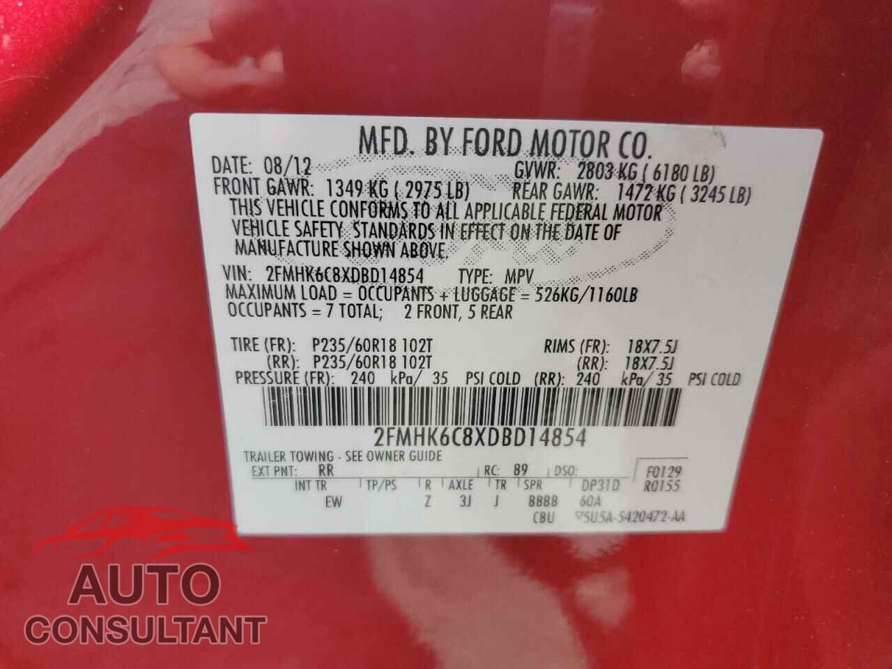FORD FLEX 2013 - 2FMHK6C8XDBD14854