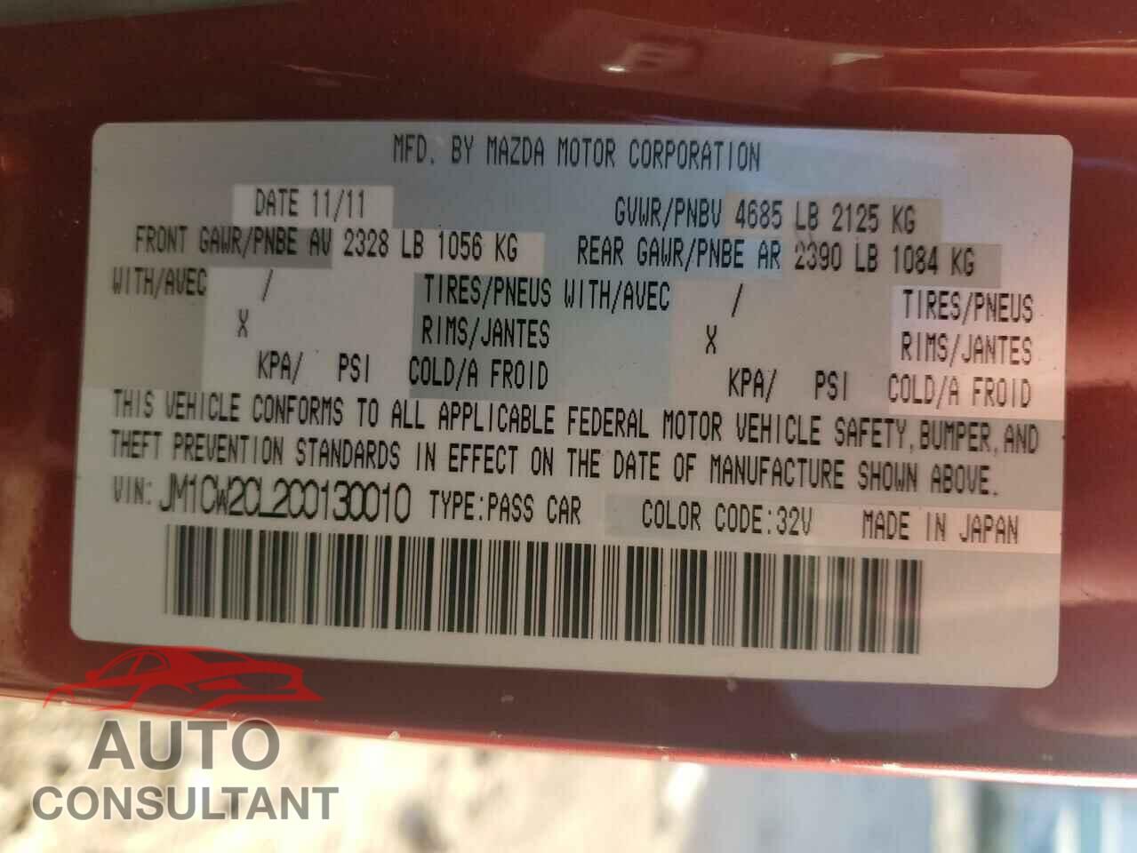 MAZDA 5 2012 - JM1CW2CL2C0130010