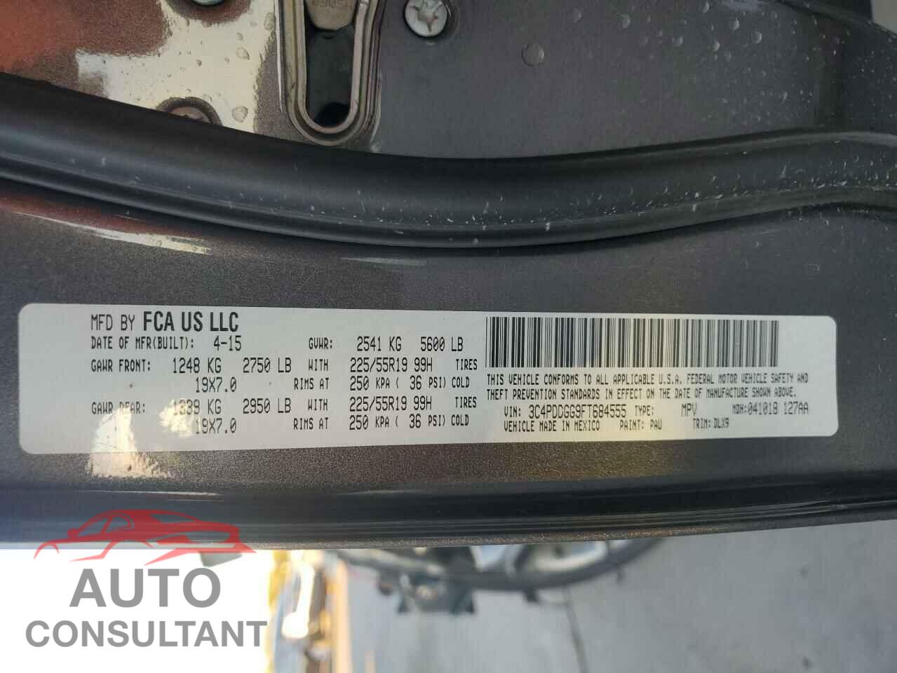 DODGE JOURNEY 2015 - 3C4PDDGG9FT684555