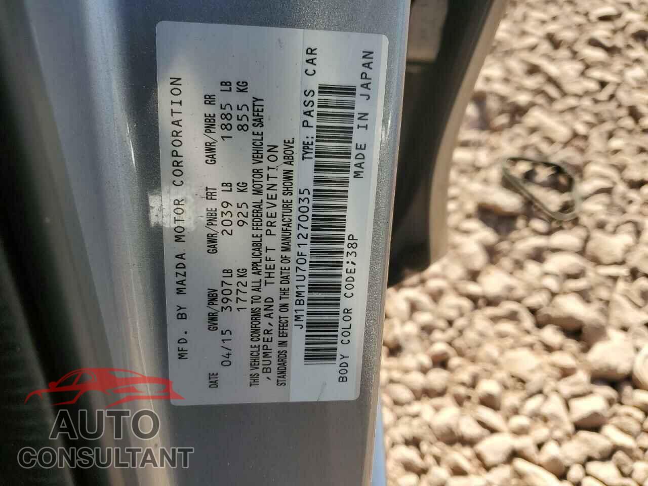 MAZDA 3 2015 - JM1BM1U70F1270035