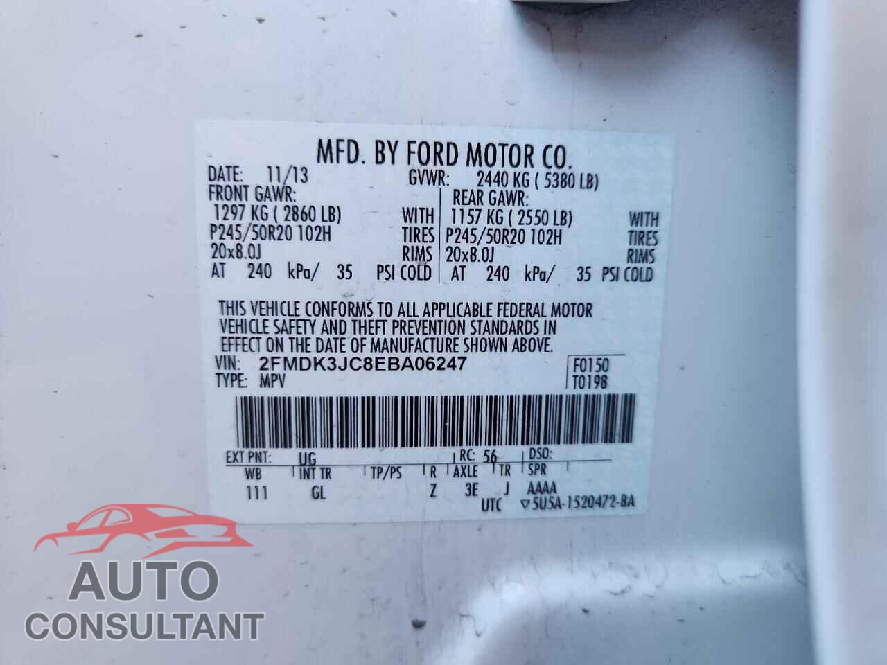 FORD EDGE 2014 - 2FMDK3JC8EBA06247