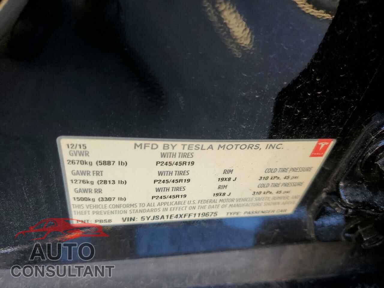 TESLA MODEL S 2015 - 5YJSA1E4XFF119675