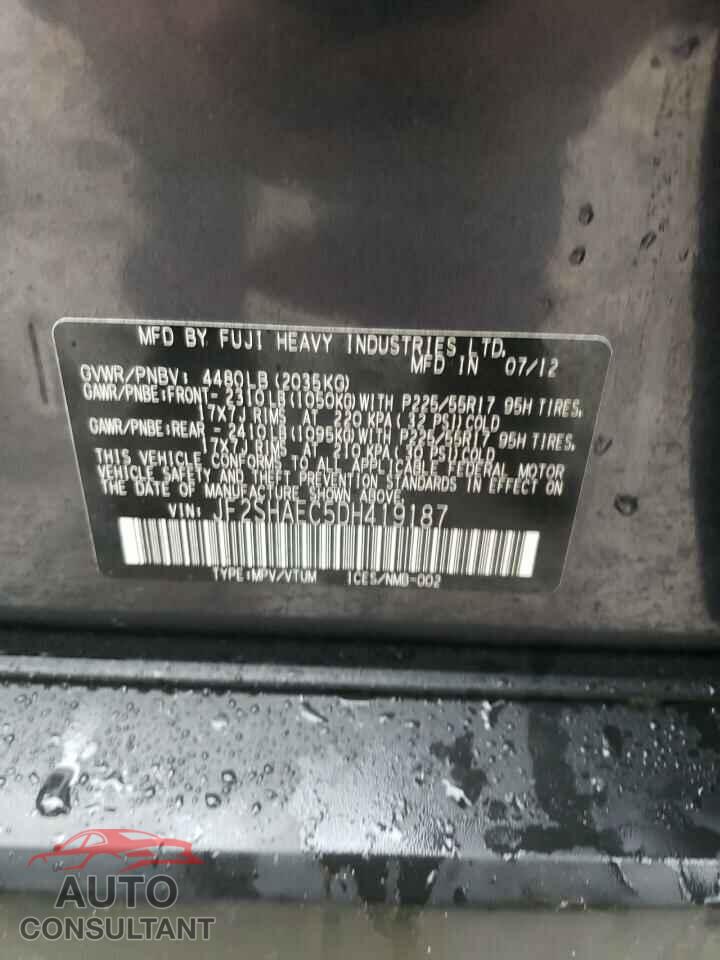 SUBARU FORESTER 2013 - JF2SHAEC5DH419187