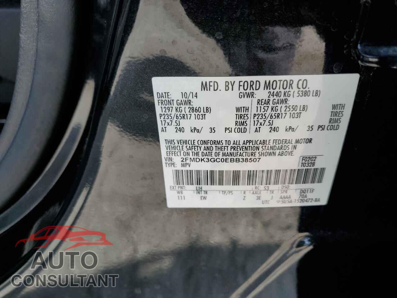 FORD EDGE 2014 - 2FMDK3GC0EBB38507