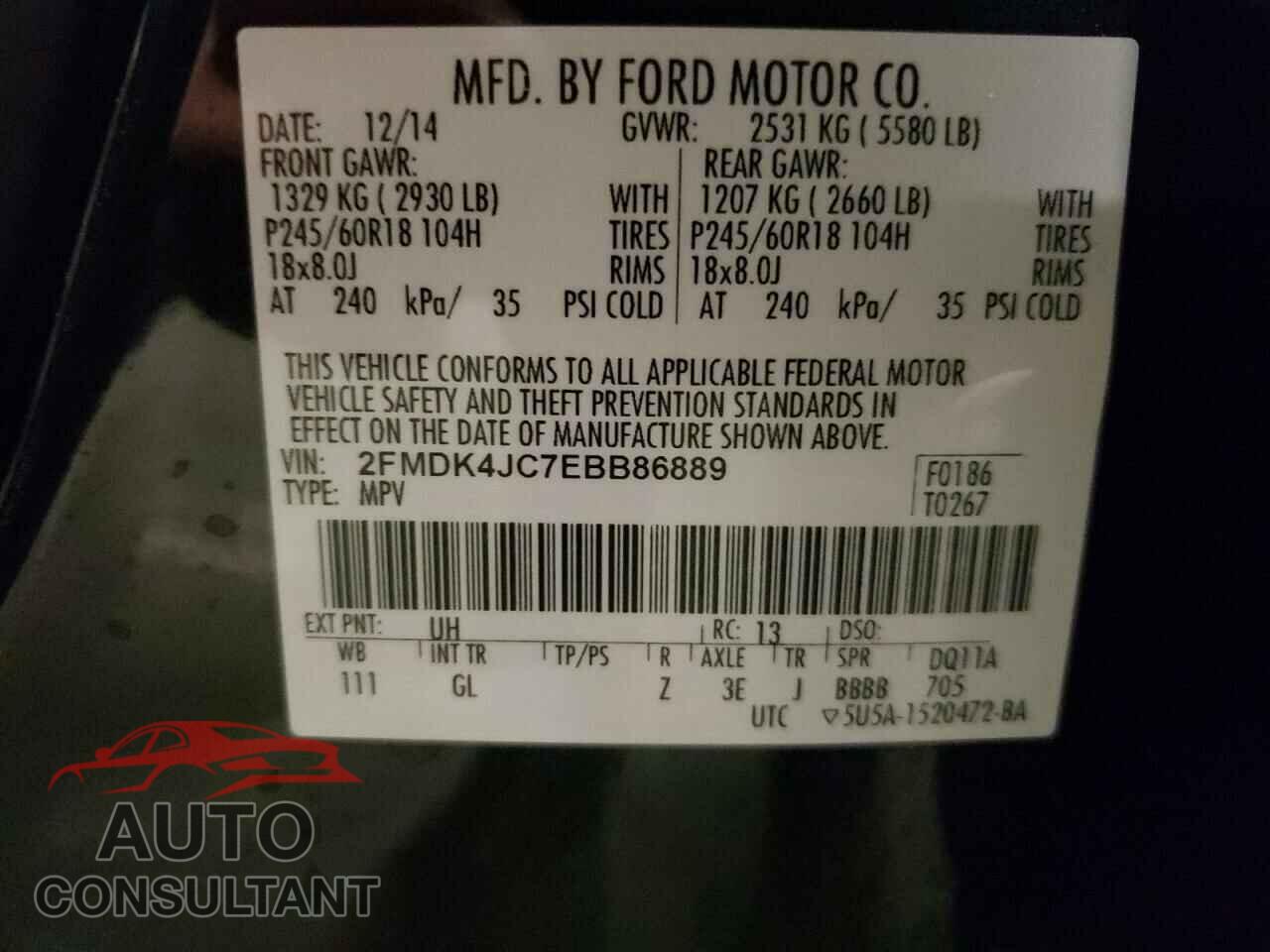FORD EDGE 2014 - 2FMDK4JC7EBB86889