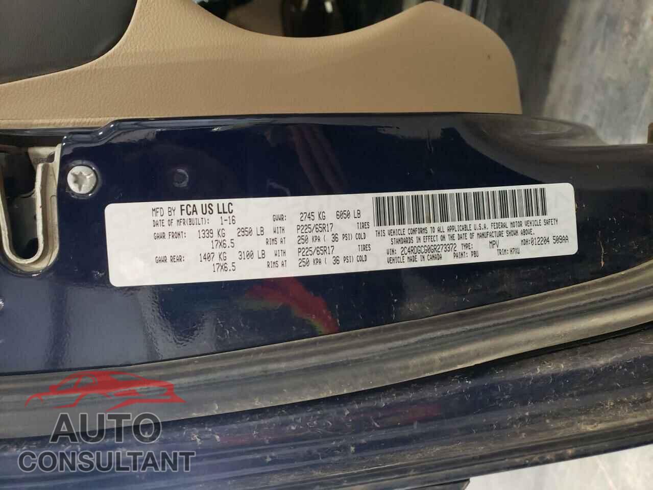 DODGE CARAVAN 2016 - 2C4RDGCG0GR273372