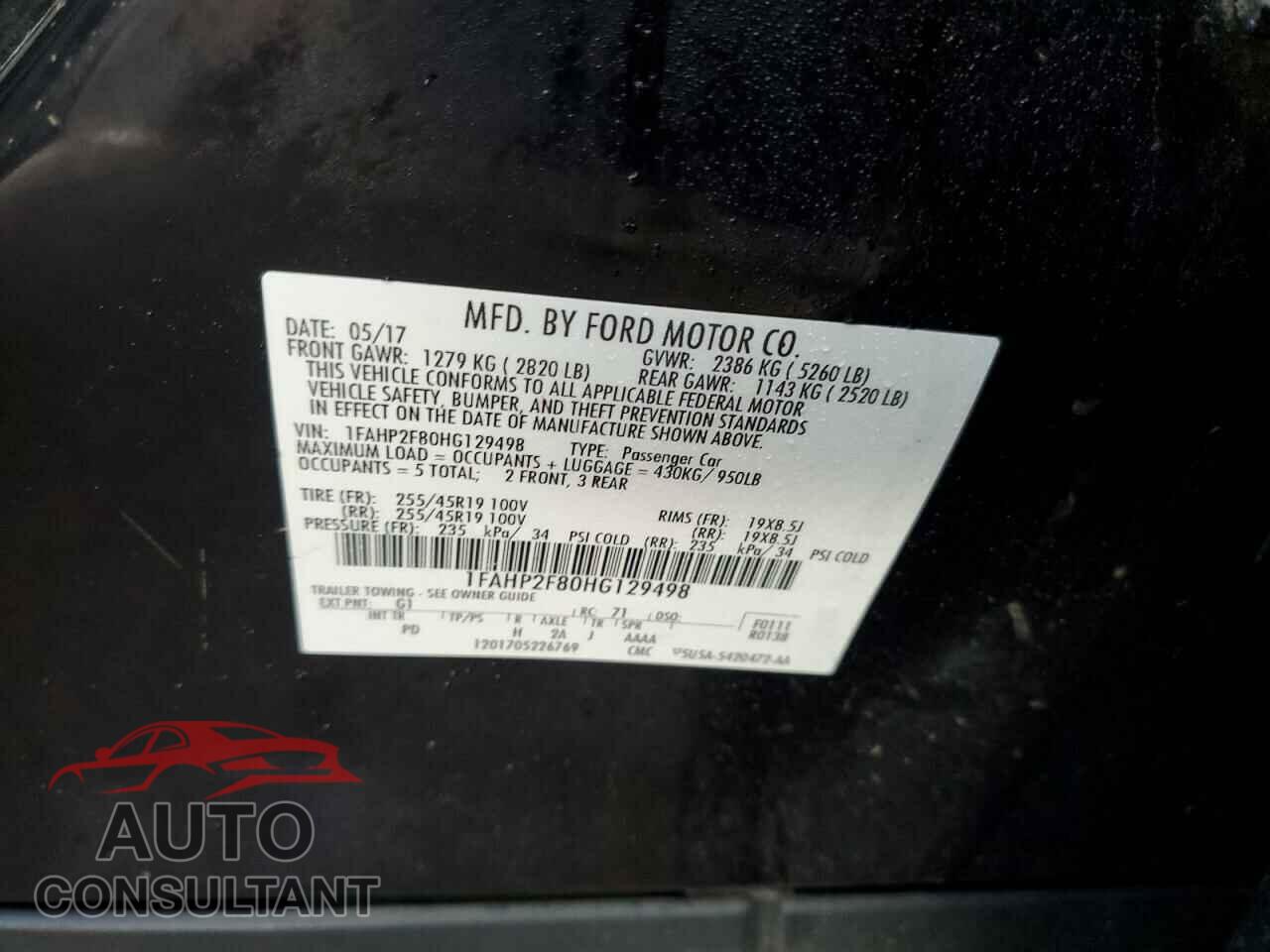 FORD TAURUS 2017 - 1FAHP2F80HG129498