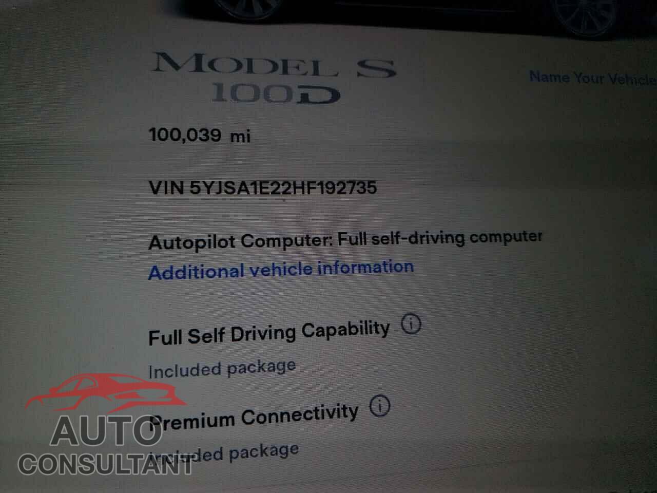 TESLA MODEL S 2017 - 5YJSA1E22HF192735