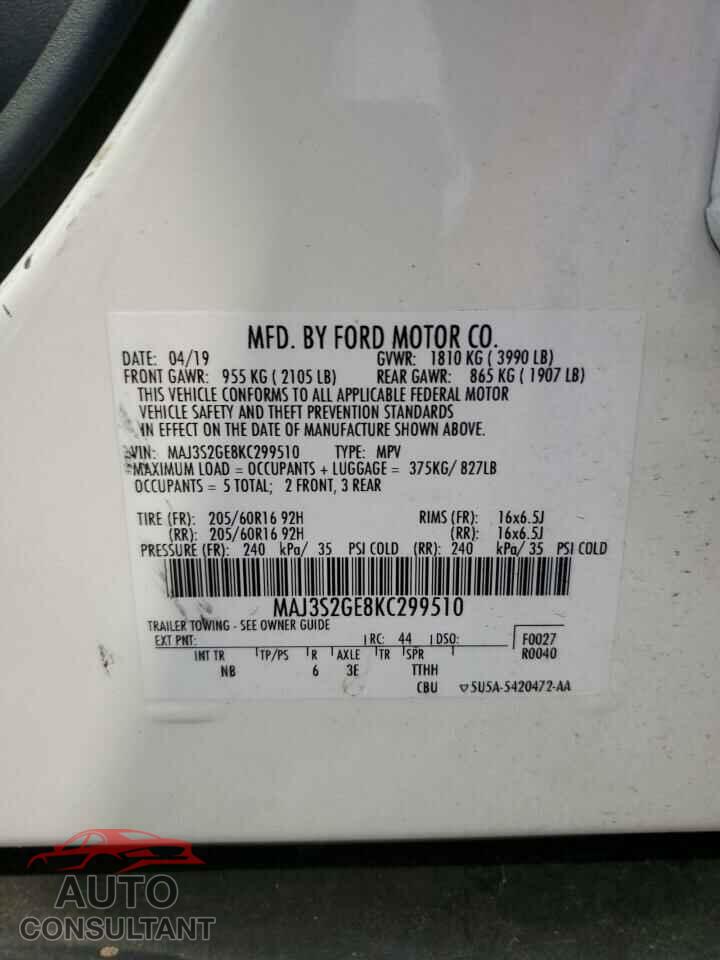 FORD ECOSPORT 2019 - MAJ3S2GE8KC299510
