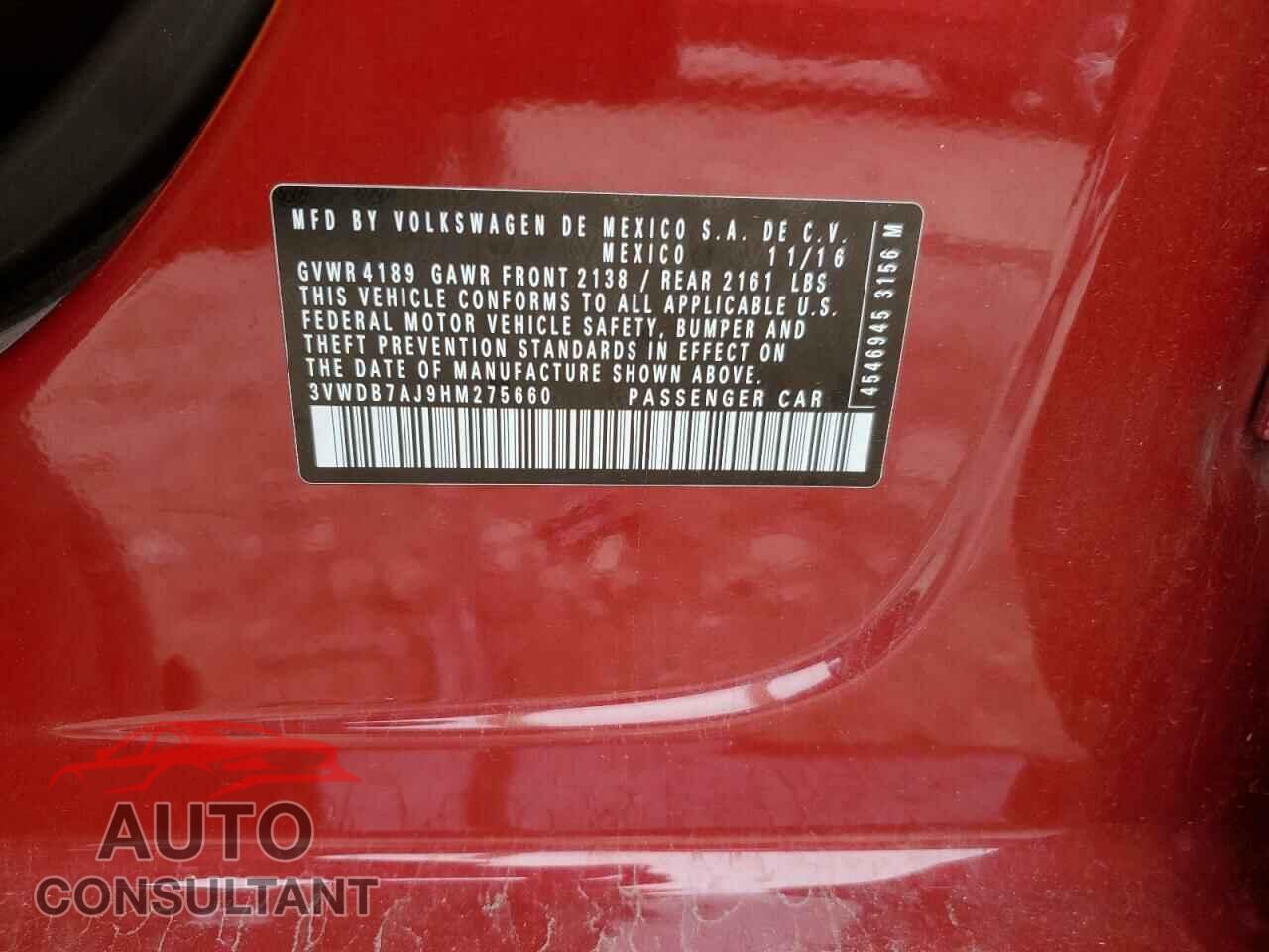 VOLKSWAGEN JETTA 2017 - 3VWDB7AJ9HM275660