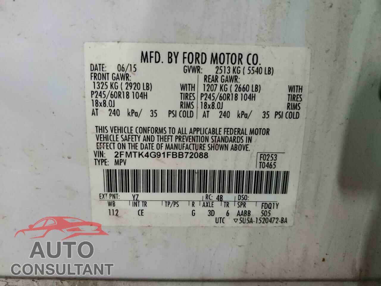 FORD EDGE 2015 - 2FMTK4G91FBB72088