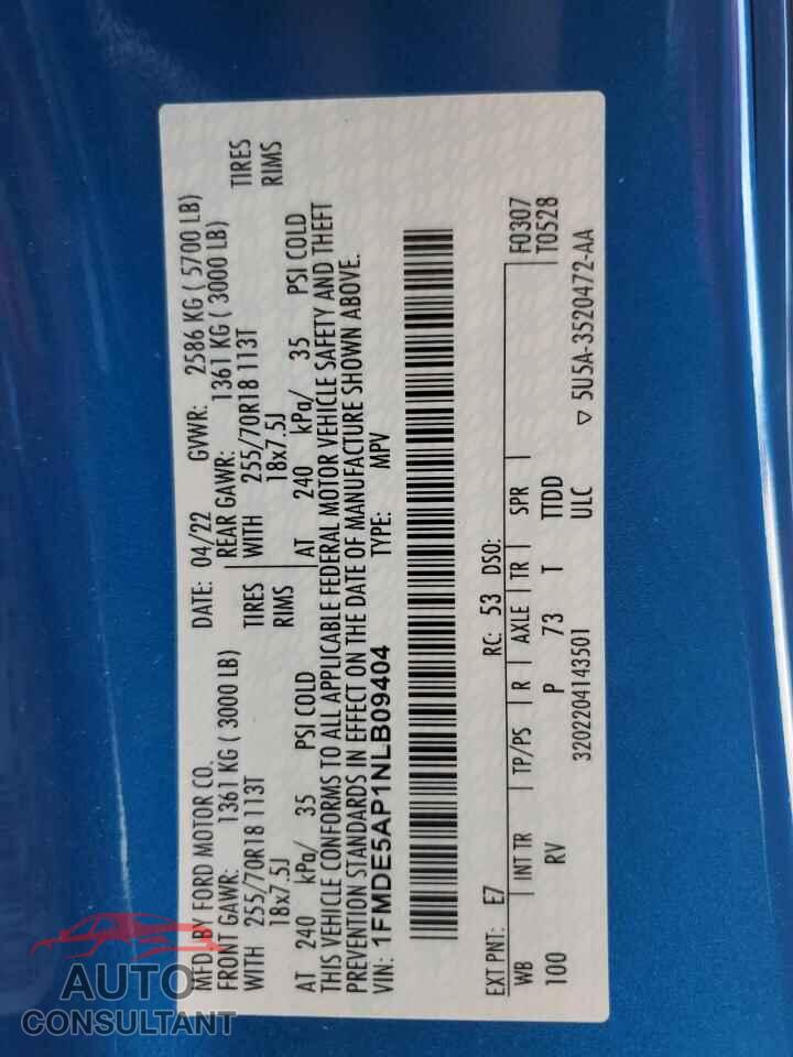FORD BRONCO 2022 - 1FMDE5AP1NLB09404