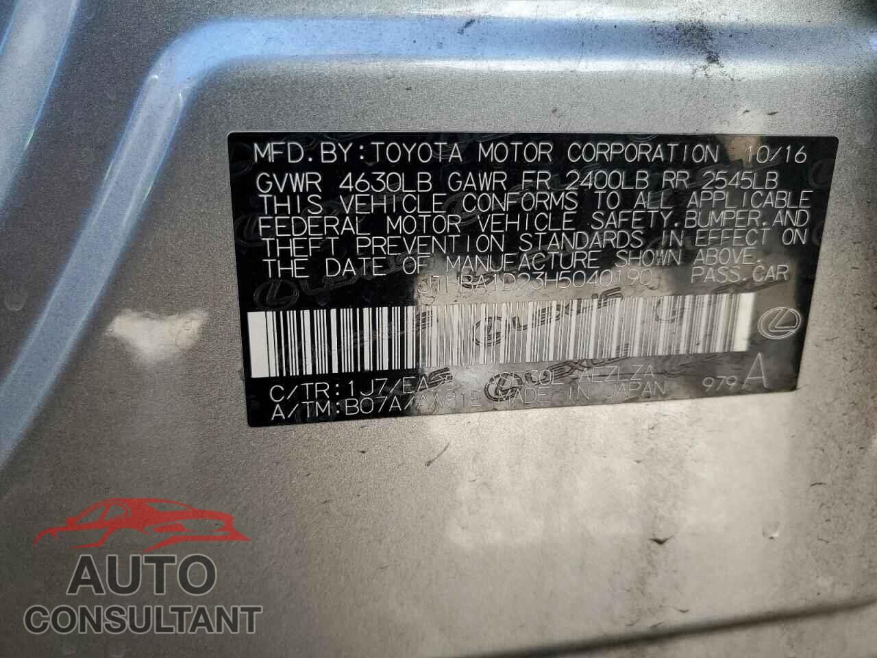 LEXUS IS 2017 - JTHBA1D23H5040190