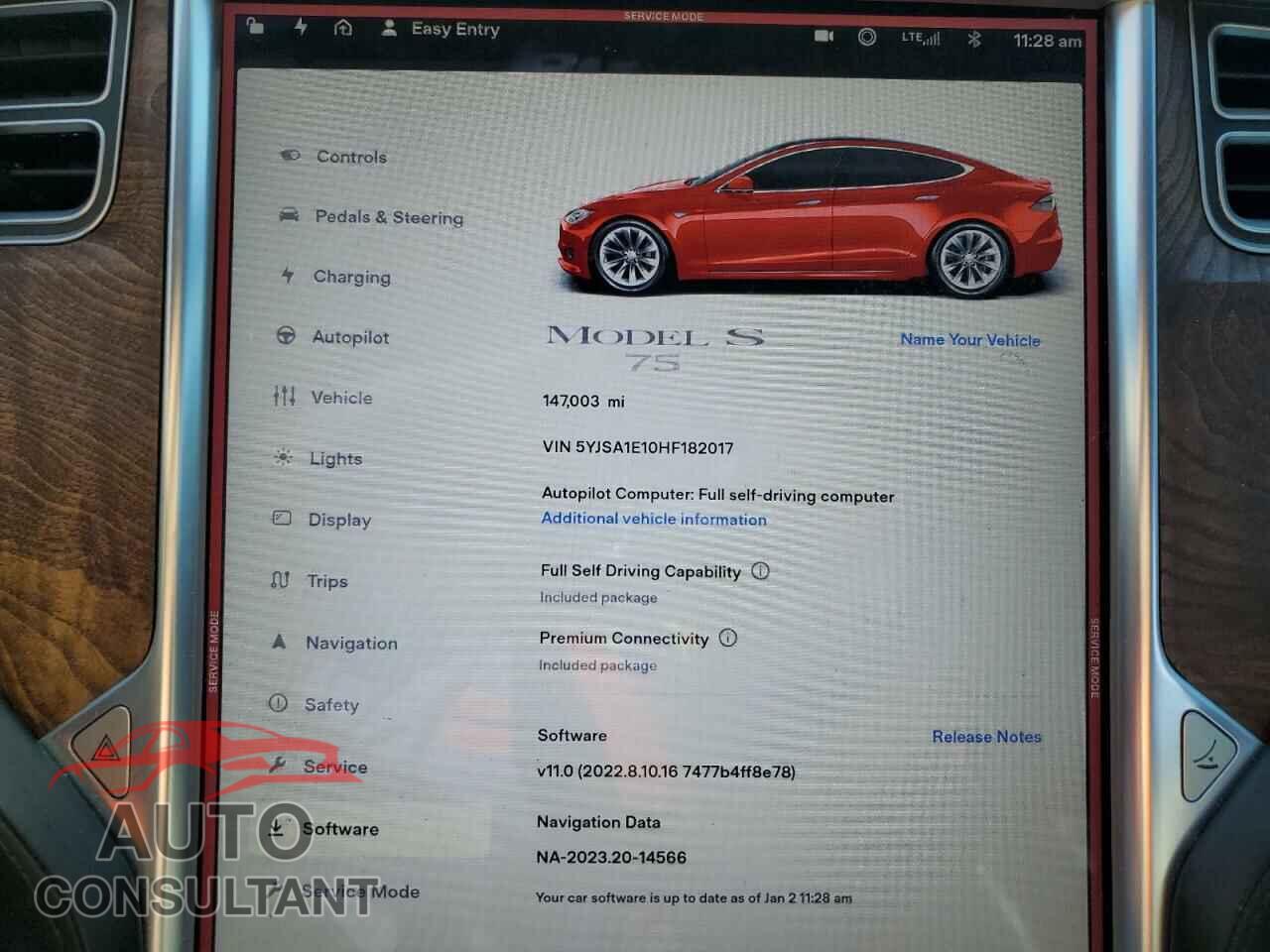 TESLA MODEL S 2017 - 5YJSA1E10HF182017