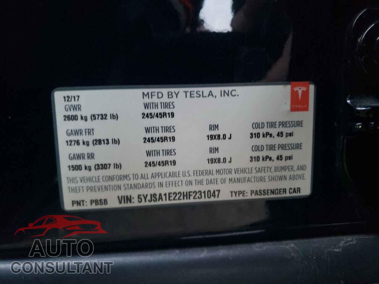 TESLA MODEL S 2017 - 5YJSA1E22HF231047
