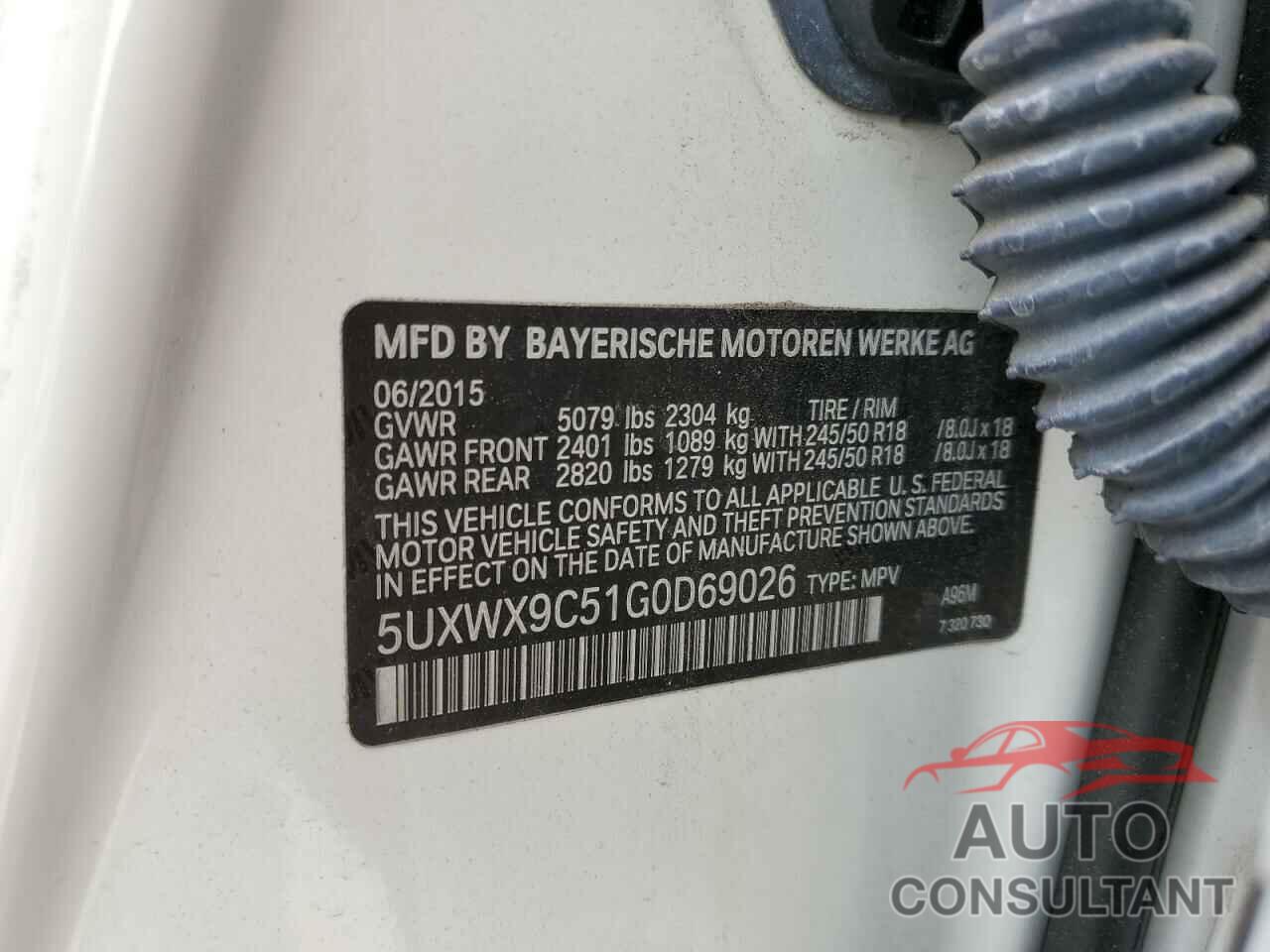 BMW X3 2016 - 5UXWX9C51G0D69026
