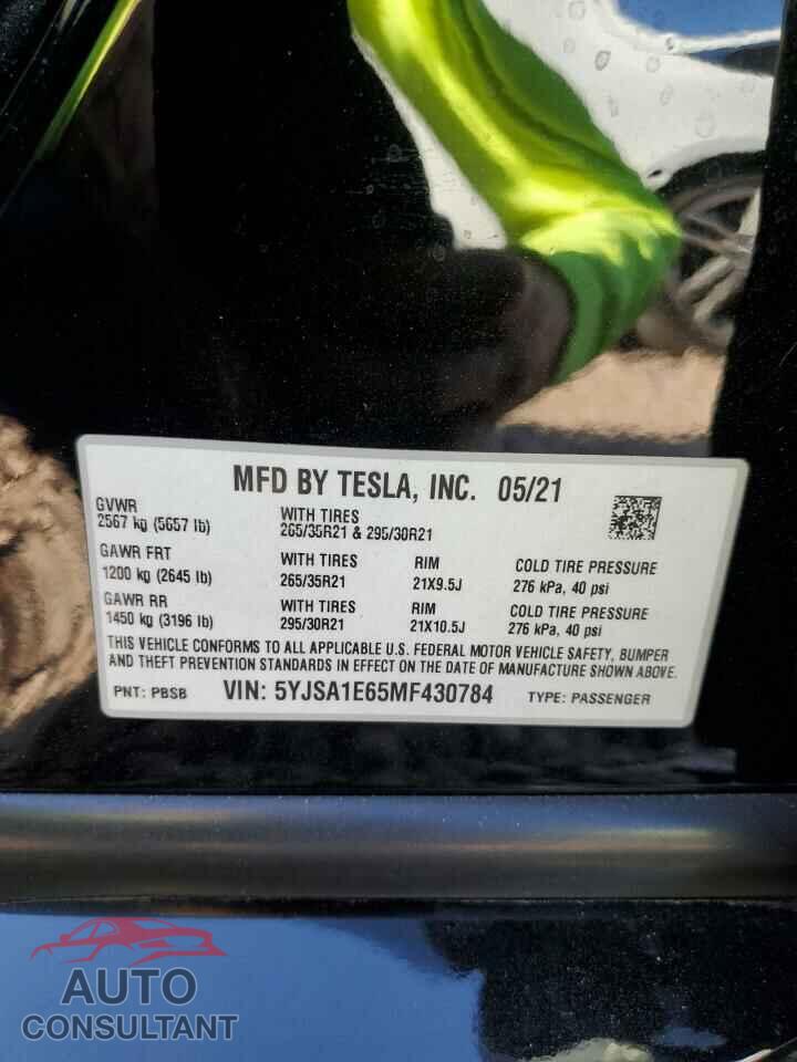 TESLA MODEL S 2021 - 5YJSA1E65MF430784