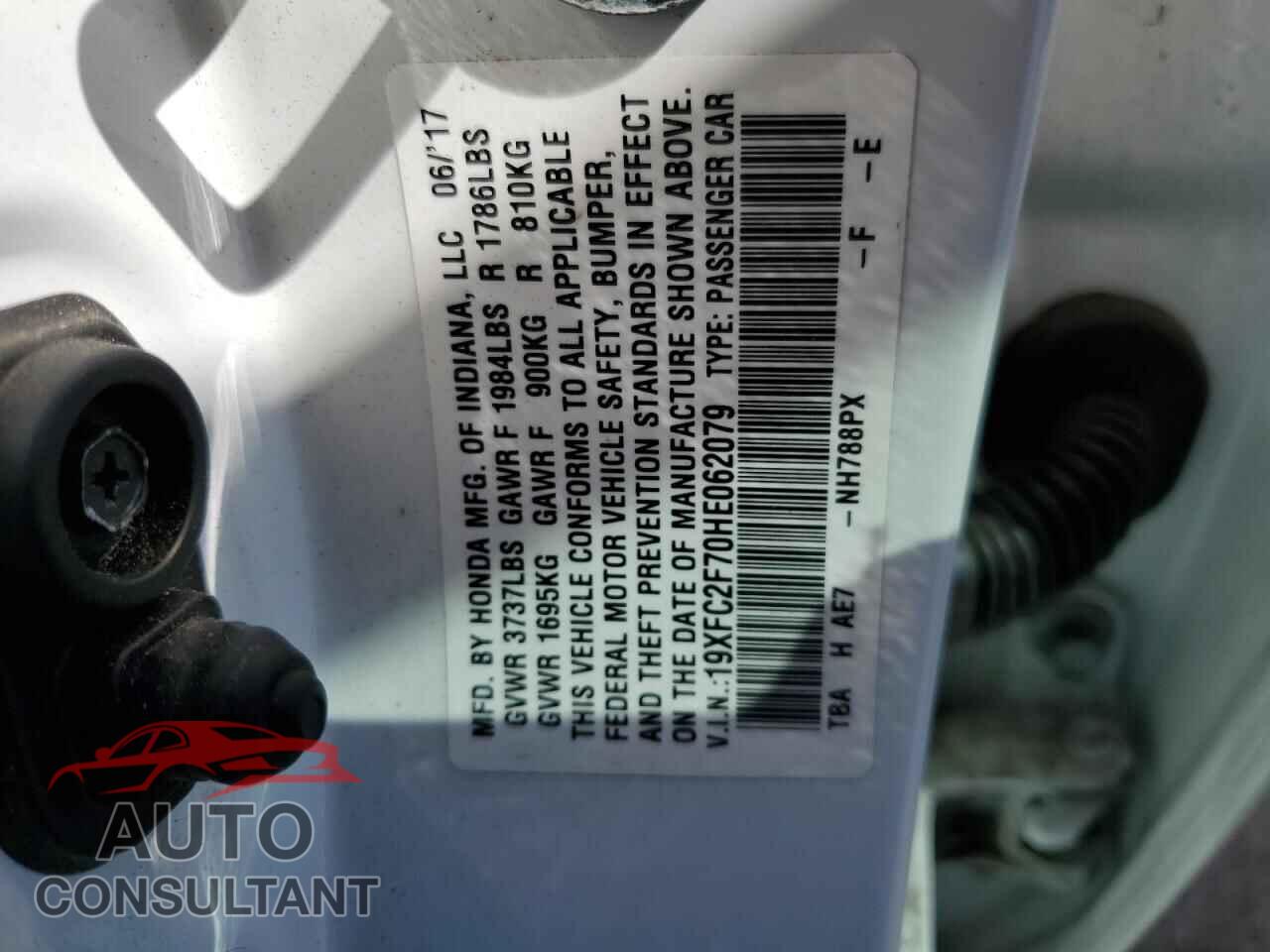 HONDA CIVIC 2017 - 19XFC2F70HE062079