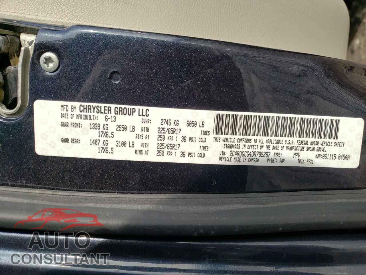 DODGE CARAVAN 2013 - 2C4RDGCG4DR799287