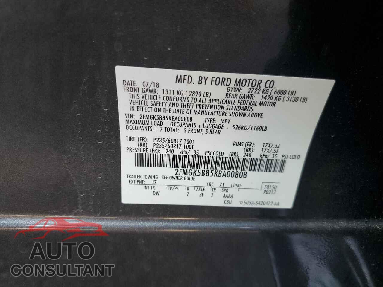 FORD FLEX 2019 - 2FMGK5B85KBA00808