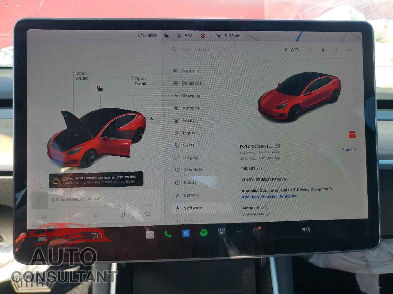 TESLA MODEL 3 2019 - 5YJ3E1EB0KF432901