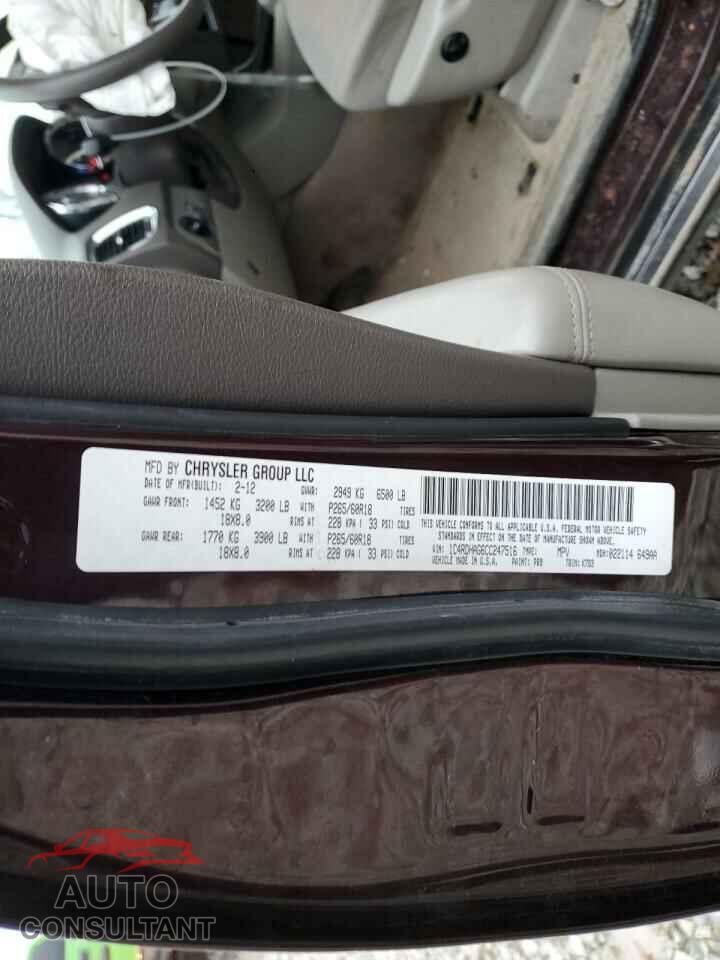 DODGE DURANGO 2012 - 1C4RDHAG6CC247516