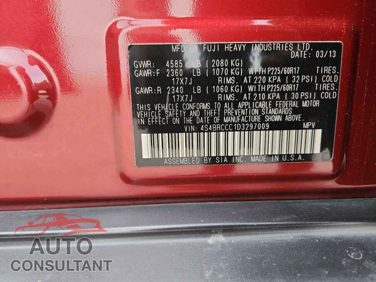 SUBARU OUTBACK 2013 - 4S4BRCCC1D3297009