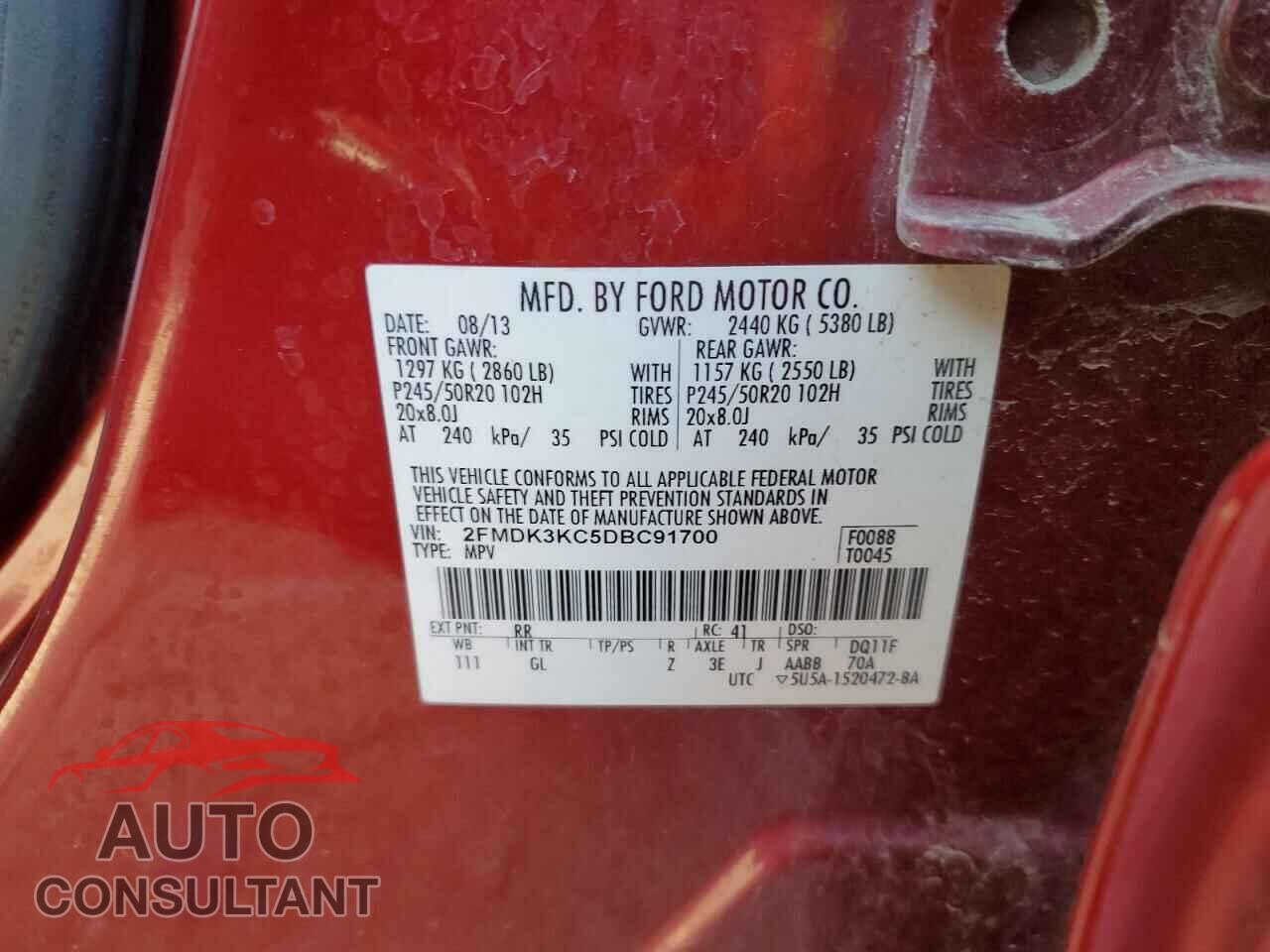 FORD EDGE 2013 - 2FMDK3KC5DBC91700