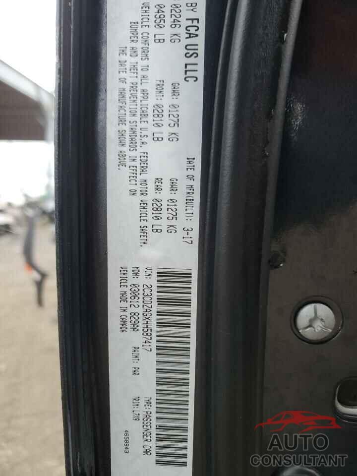 DODGE CHALLENGER 2017 - 2C3CDZAGXHH587417