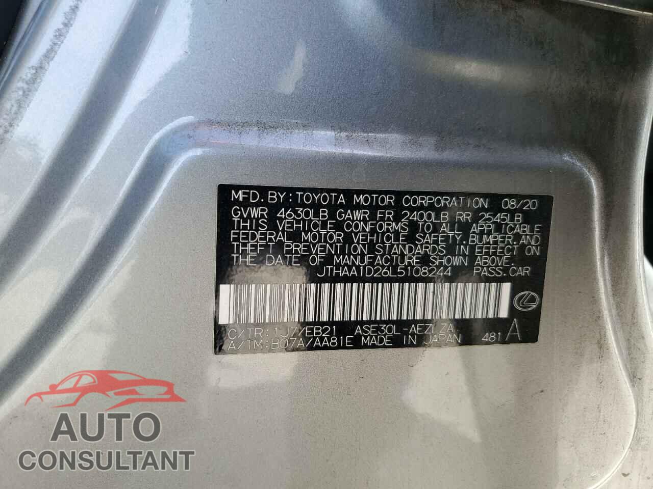 LEXUS IS 2020 - JTHAA1D26L5108244
