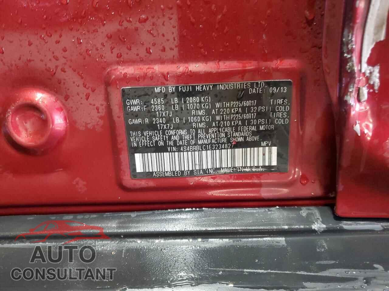 SUBARU OUTBACK 2014 - 4S4BRBLC1E3234827