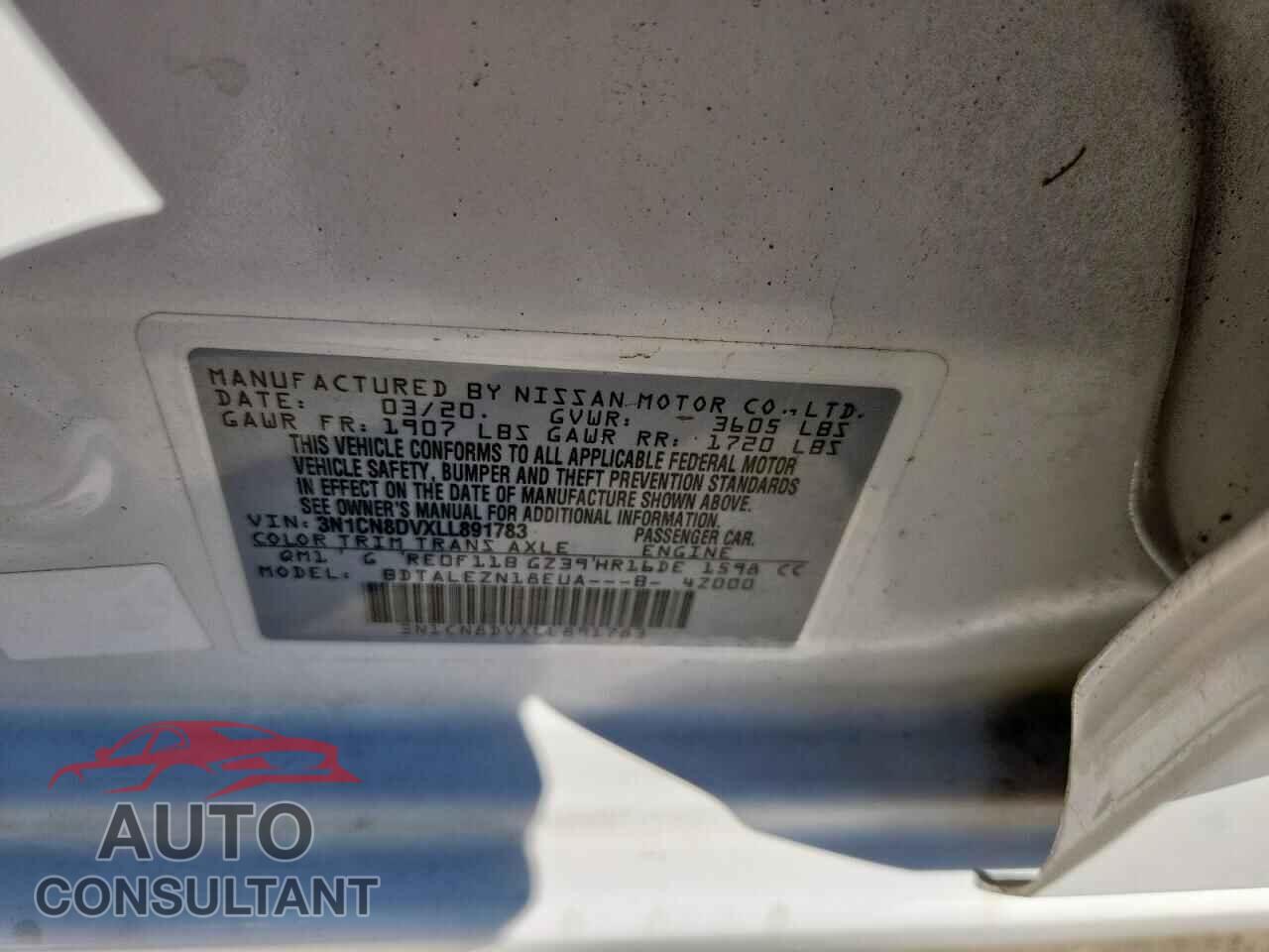 NISSAN VERSA 2020 - 3N1CN8DVXLL891783