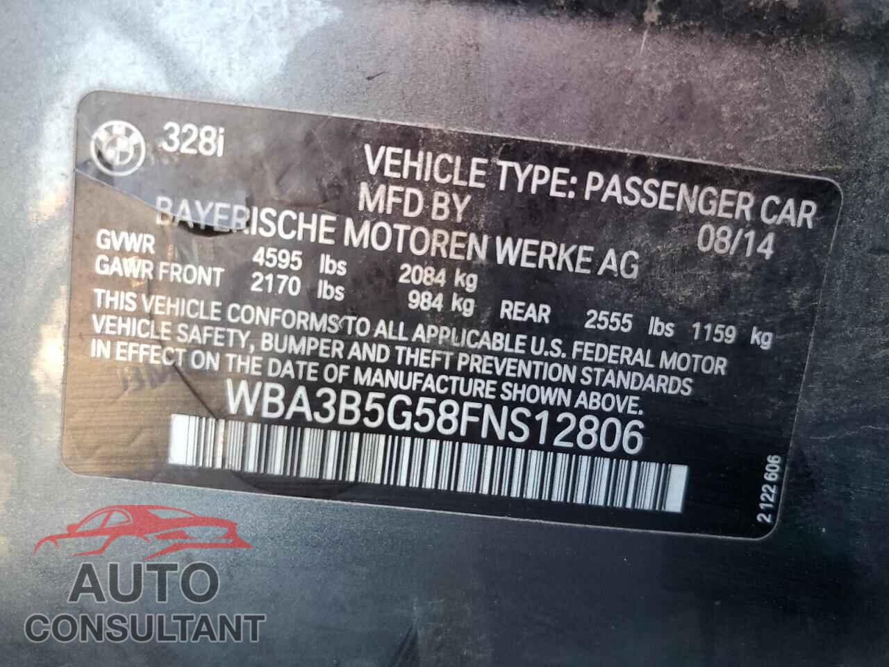 BMW 3 SERIES 2015 - WBA3B5G58FNS12806