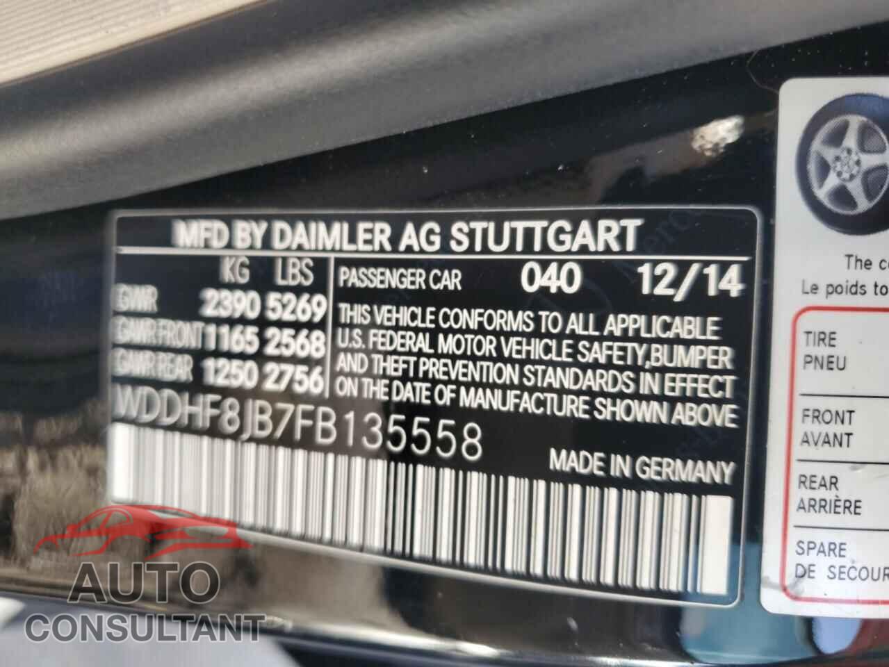 MERCEDES-BENZ E-CLASS 2015 - WDDHF8JB7FB135558