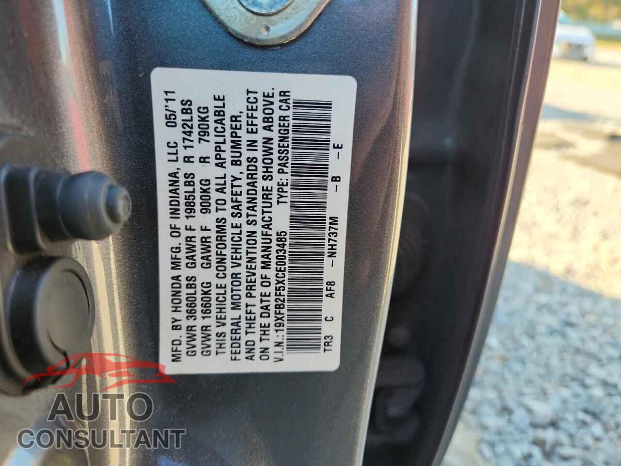 HONDA CIVIC 2012 - 19XFB2F5XCE003485