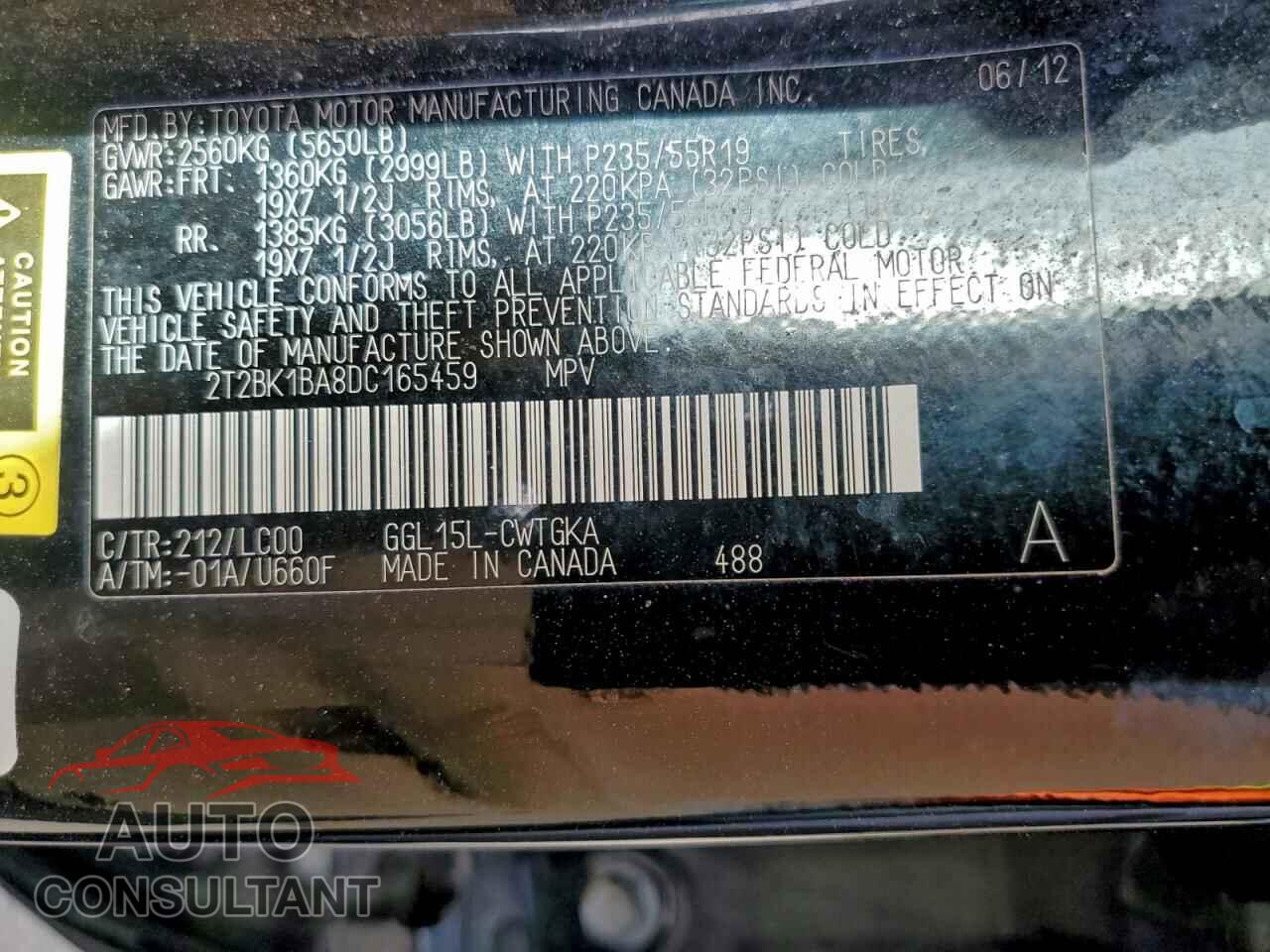 LEXUS RX350 2013 - 2T2BK1BA8DC165459