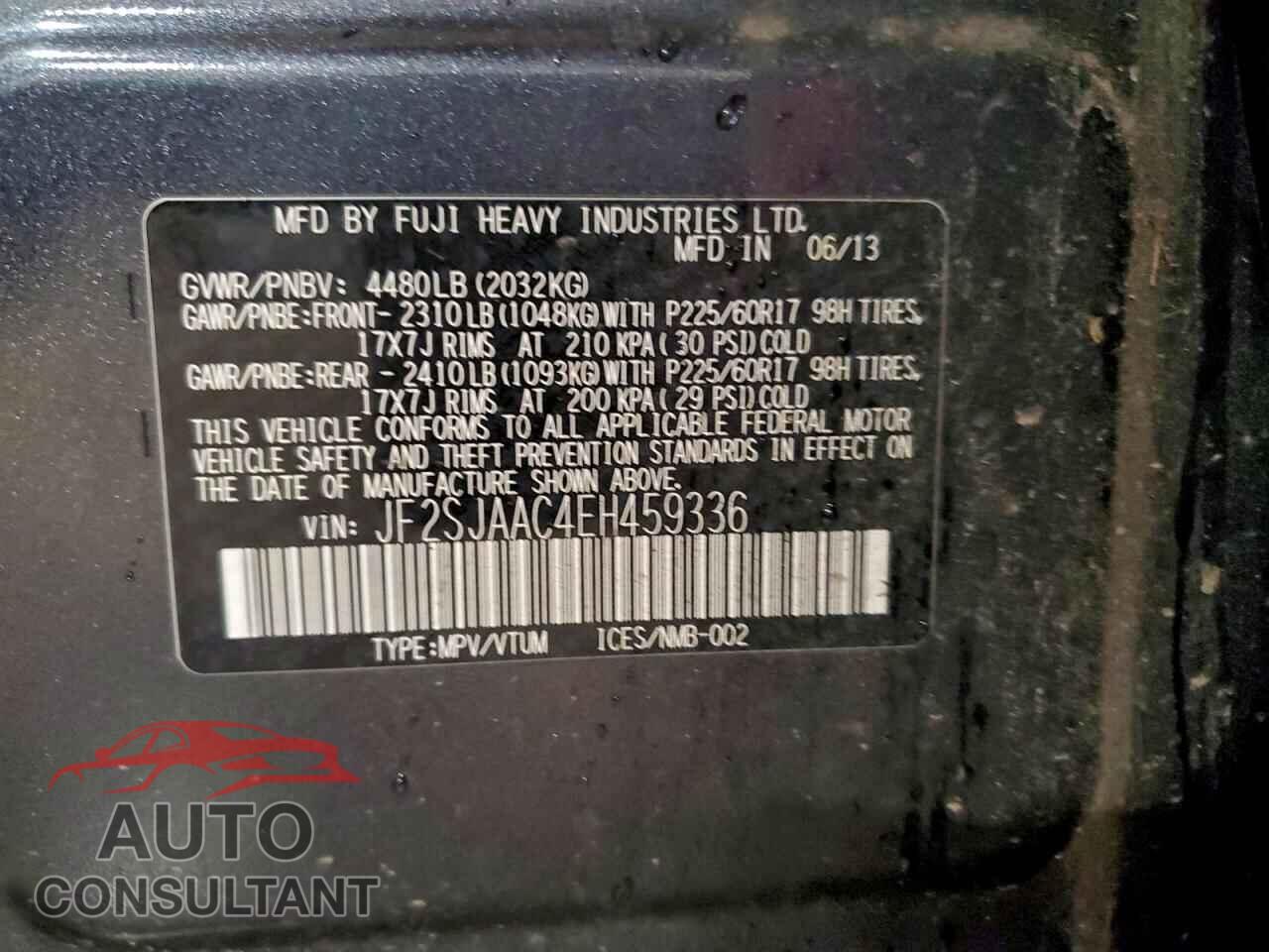 SUBARU FORESTER 2014 - JF2SJAAC4EH459336