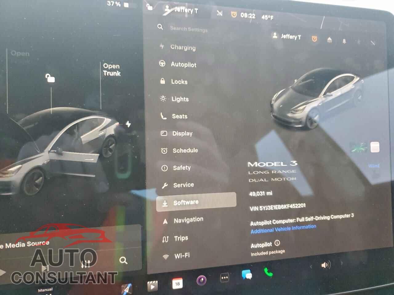 TESLA MODEL 3 2019 - 5YJ3E1EB6KF452201