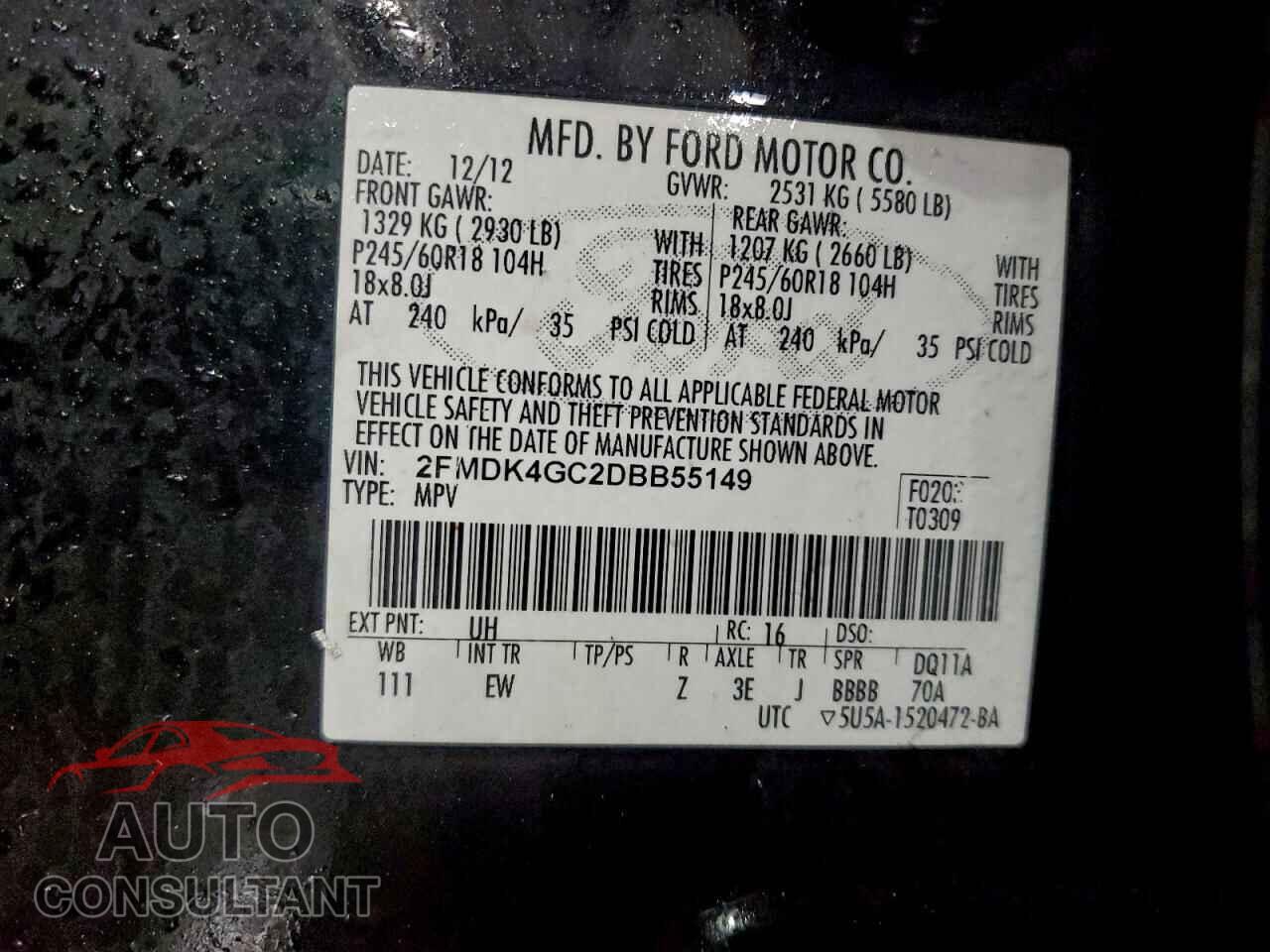 FORD EDGE 2013 - 2FMDK4GC2DBB55149