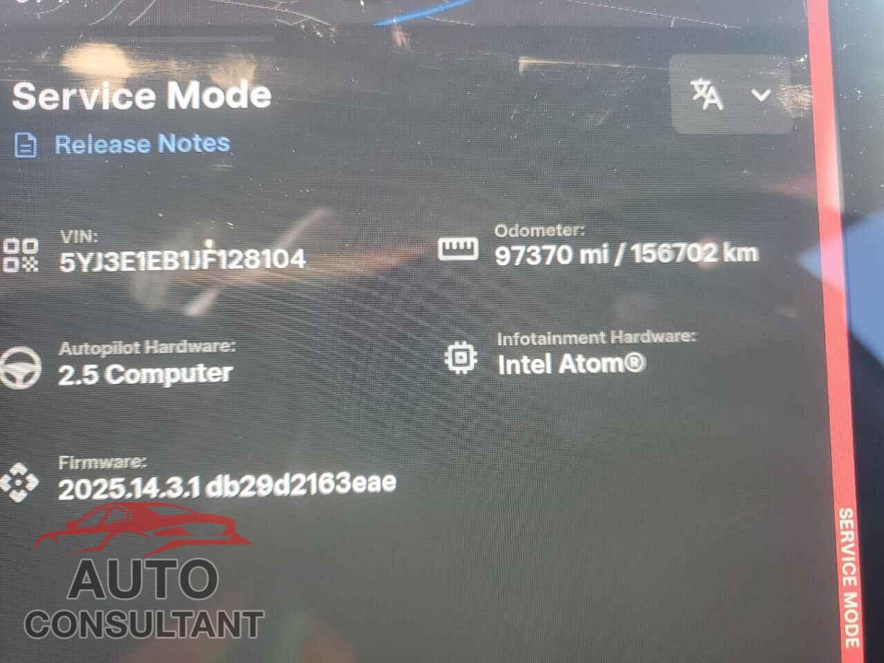 TESLA MODEL 3 2018 - 5YJ3E1EB1JF128104