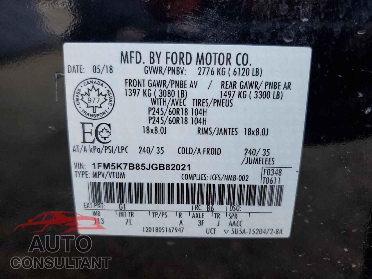 FORD EXPLORER 2018 - 1FM5K7B85JGB82021