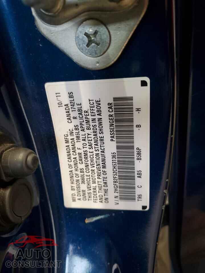 HONDA CIVIC 2012 - 2HGFB2F52CH531365